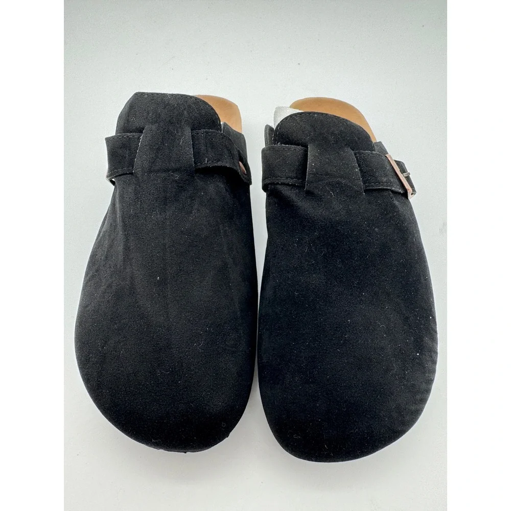 Comfort Clogs Black Suede Slip‎ On Buckle Sandals Mens US 11.5-12 EU 45